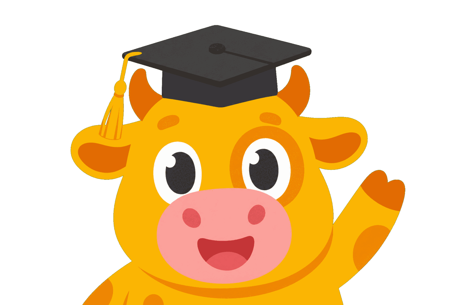 Mumu, maskot murid-murid.com, menjenguk sambil melambai hai