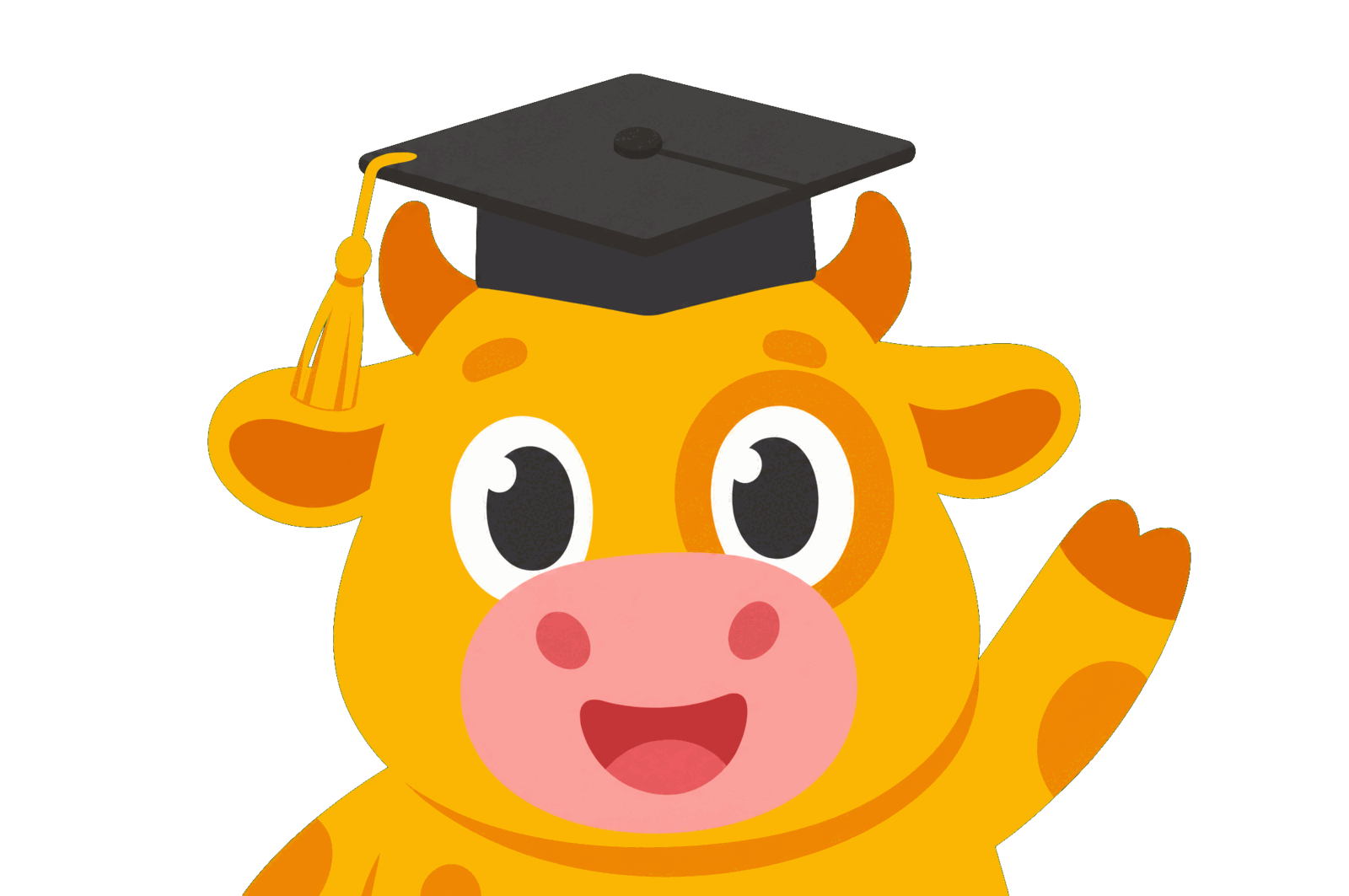 Mumu, the murid-murid.com mascot, peeking up and waving hello